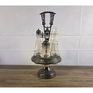 Antique 1880s‎ Meriden Britannia Quadruple Cruet Castor Set Silverplate